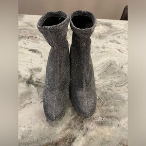 NWOT Michael Kors Mandy Glitter Stretch-Knit Silver Ankle Bootie Boot